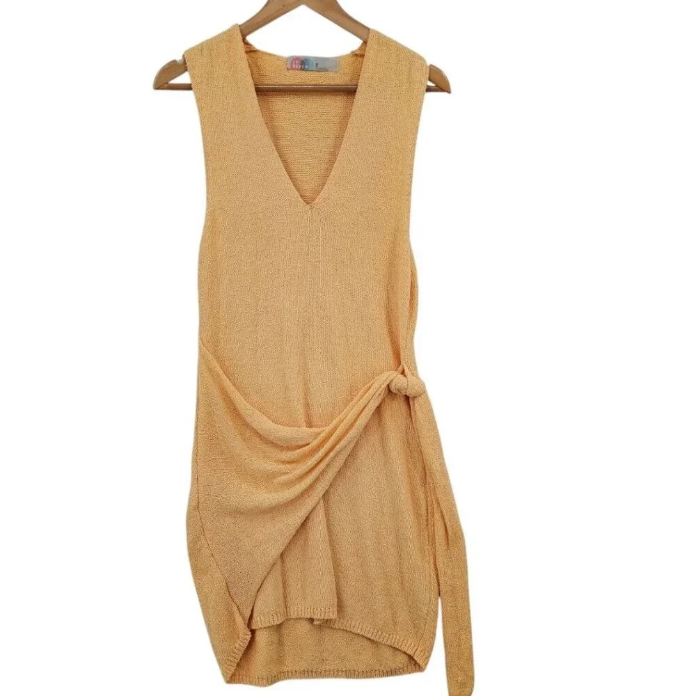 Free People Beach Womens XS Poppy Sweater Mini Dress in Sunrise‎ Peach